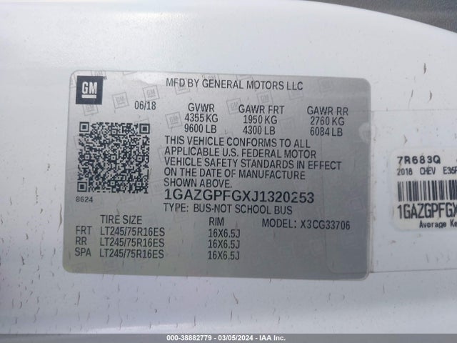 Chevrolet Express 3500 Lt 2018 1GAZGPFGXJ1320253 Image 9