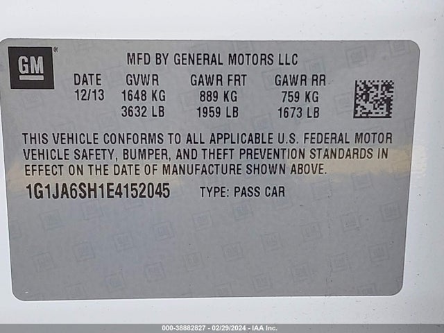 Chevrolet Sonic Ls Auto 2014 1G1JA6SH1E4152045 Image 9