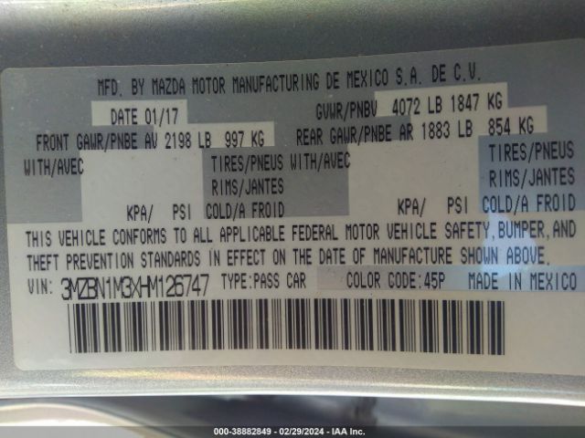 3MZBN1M3XHM126747 Mazda Mazda3 Grand Touring
