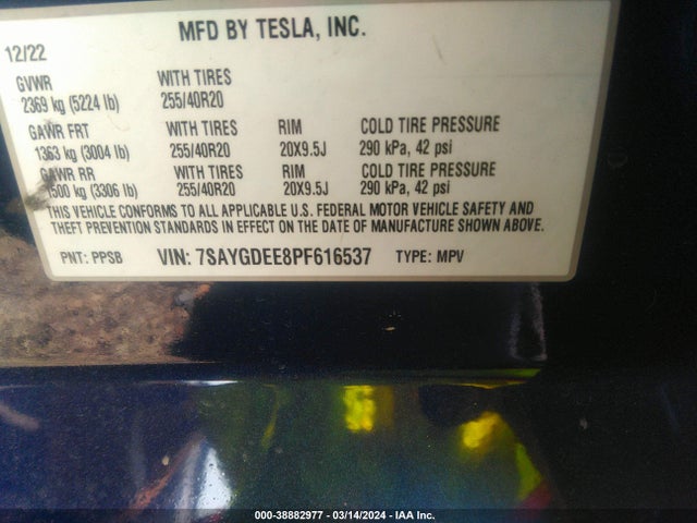 7SAYGDEE8PF616537 Tesla Model Y Awd/long Range Dual Motor All-wheel Drive