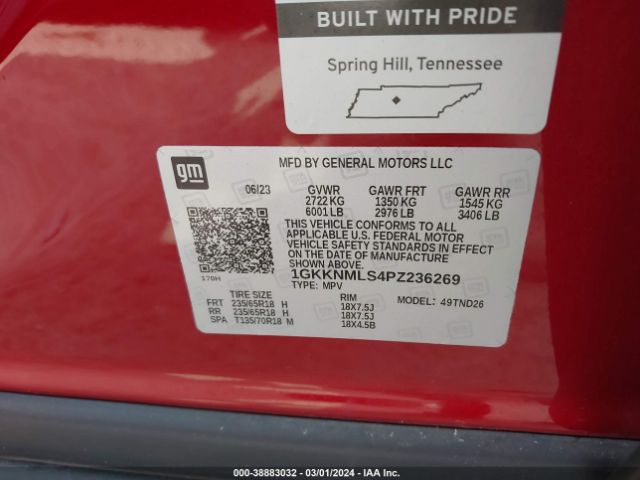 1GKKNMLS4PZ236269 GMC Acadia Fwd Slt