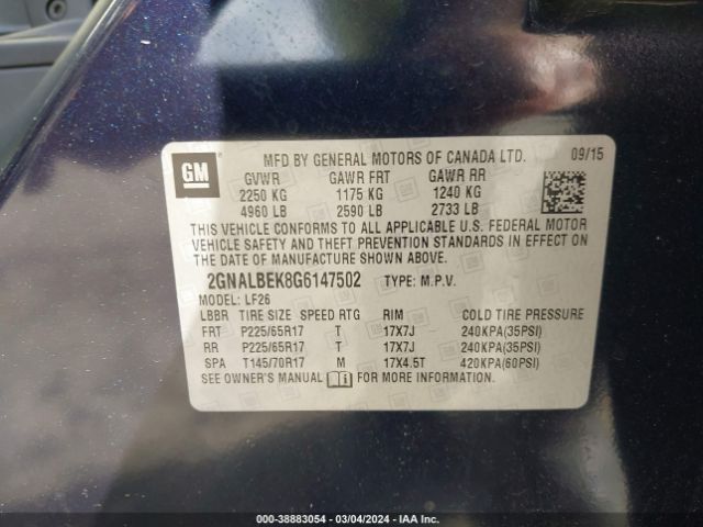 2GNALBEK8G6147502 Chevrolet EQUINOX LS