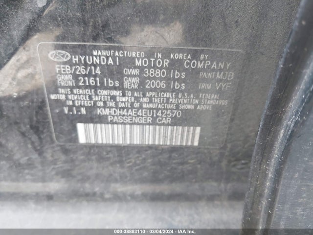 Hyundai ELANTRA SE 2014 KMHDH4AE4EU142570 Image 9