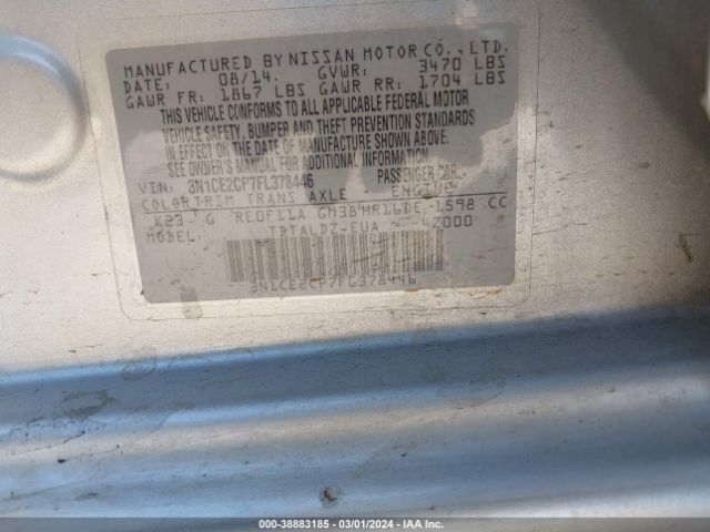 3N1CE2CP7FL378446 Nissan Versa Note S (sr)/s Plus/sl/sr/sv