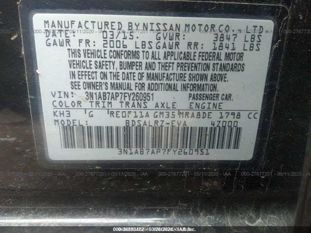 3N1AB7AP7FY260951 Nissan SENTRA SR