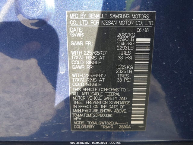 Nissan ROGUE SV 2018 KNMAT2MT2JP603391 Image 9