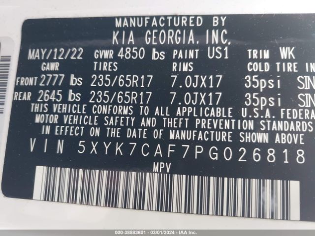 5XYK7CAF7PG026818 KIA Sportage X-pro