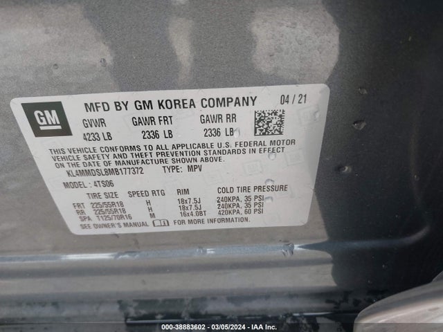 KL4MMDSL8MB177372 Buick Encore Gx Fwd Select