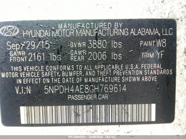 Hyundai ELANTRA SE 2016 5NPDH4AE8GH769614 Image 9