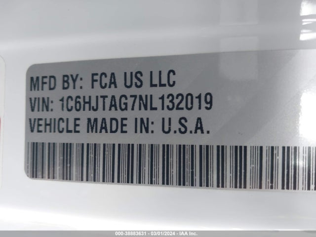1C6HJTAG7NL132019 Jeep Gladiator Sport S 4x4