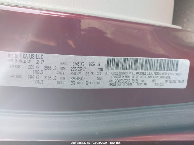 Dodge Grand Caravan Sxt 2018 2C4RDGCG7JR179156 Image 9