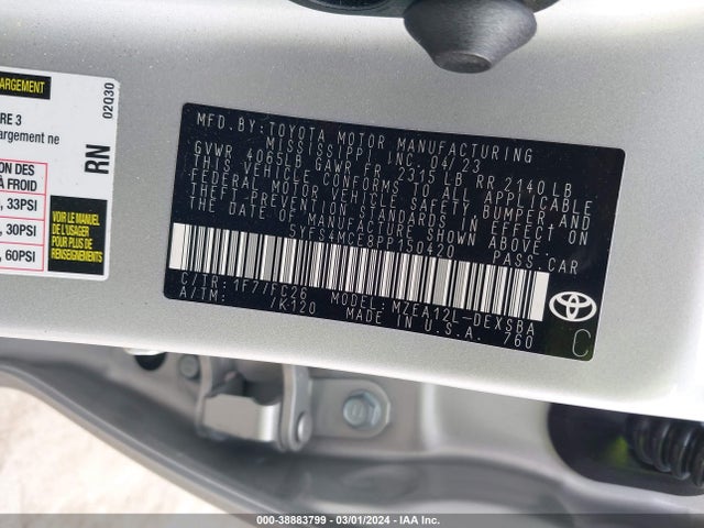Toyota COROLLA SE 2023 5YFS4MCE8PP150420 Image 9