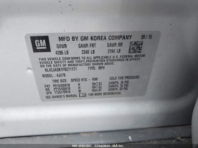 KL4CJASB1FB271171 Buick Encore