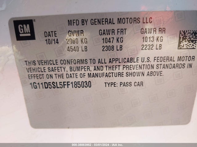 Chevrolet MALIBU 2LT 2015 1G11D5SL5FF185030 Image 9