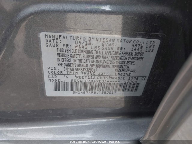 Nissan SENTRA S 2018 3N1AB7AP8JY320017 Image 9
