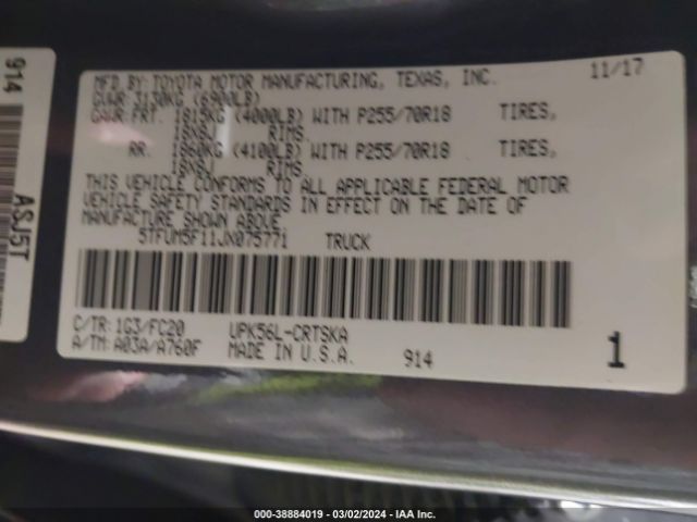 5TFUM5F11JX075771 Toyota Tundra Sr5 4.6l V8