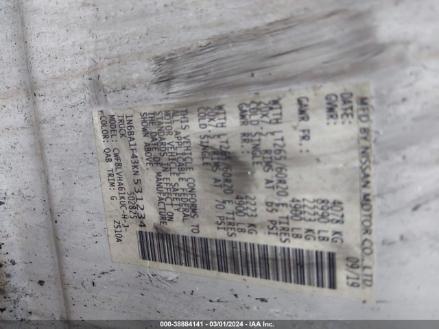 1N6BA1F43KN531234 Nissan Titan Xd Sl Diesel