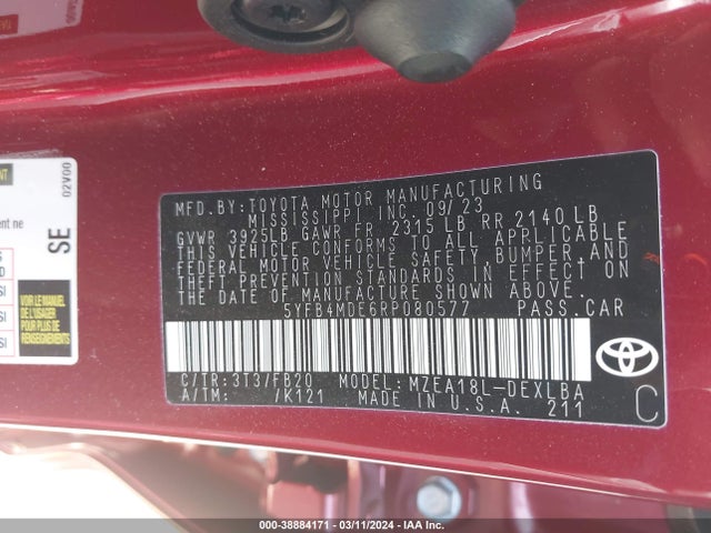 Toyota COROLLA LE 2024 5YFB4MDE6RP080577 Image 9