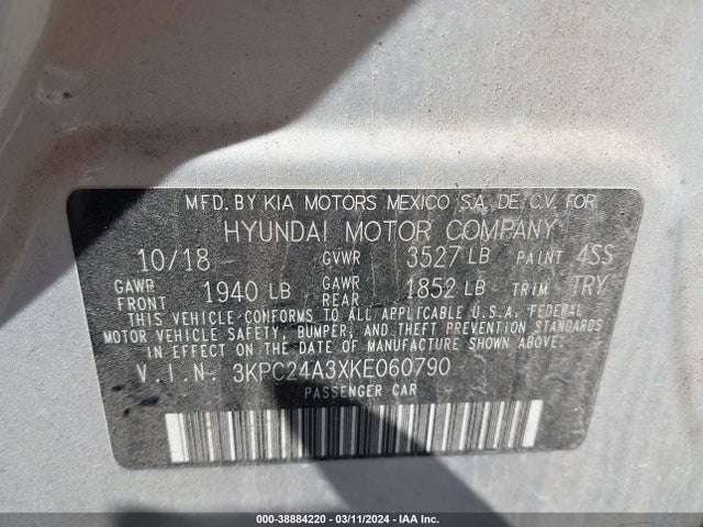Hyundai Accent Sel 2019 3KPC24A3XKE060790 Image 9