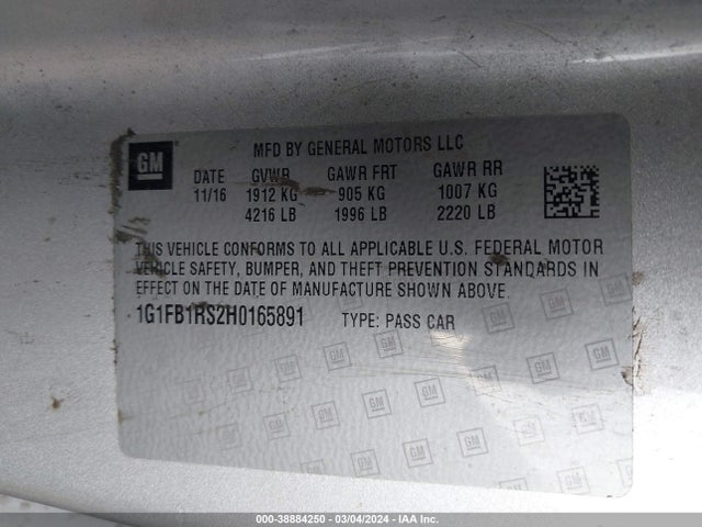 Chevrolet Camaro 1lt 2017 1G1FB1RS2H0165891 Image 9