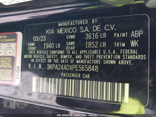 KIA RIO LX 2023 3KPA24ADXPE565848 Image 9