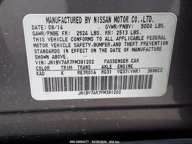 Infiniti Q50 Premium 2015 JN1BV7AR7FM391202 Image 9
