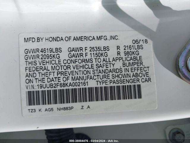 19UUB2F68KA002161 Acura Tlx Tech   A-spec Pkgs