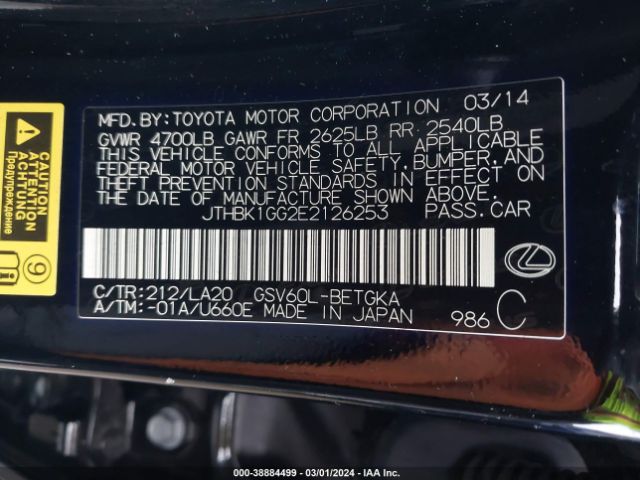 JTHBK1GG2E2126253 Lexus ES 350
