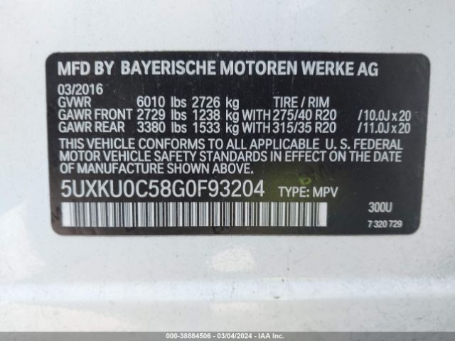 5UXKU0C58G0F93204 BMW X6 Sdrive35i