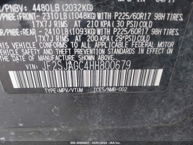 Subaru Forester 2.5i Premium 2017 JF2SJAGC4HH800679 Image 9