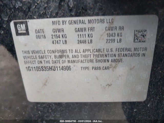 Chevrolet IMPALA 1LT 2017 1G1105S35HU114906 Image 9