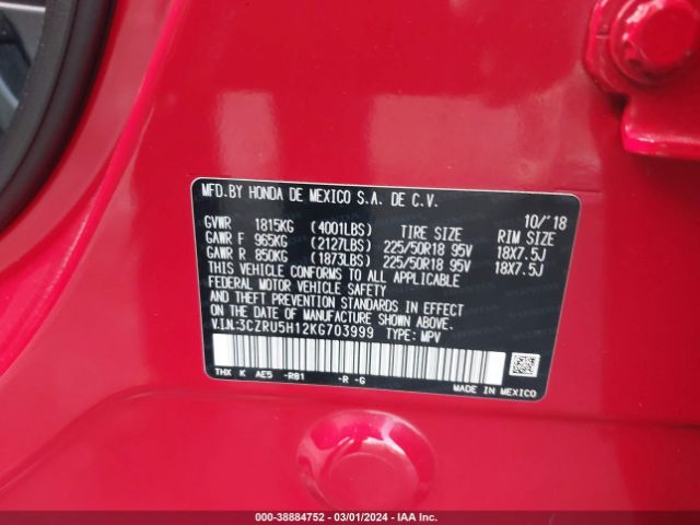 3CZRU5H12KG703999 Honda HR-V SPORT