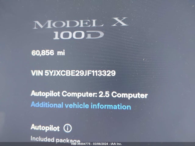5YJXCBE29JF113329 Tesla Model X 100d/75d/p100d