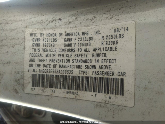 Honda Accord Ex-l 2014 1HGCR2F85EA300535 Image 9