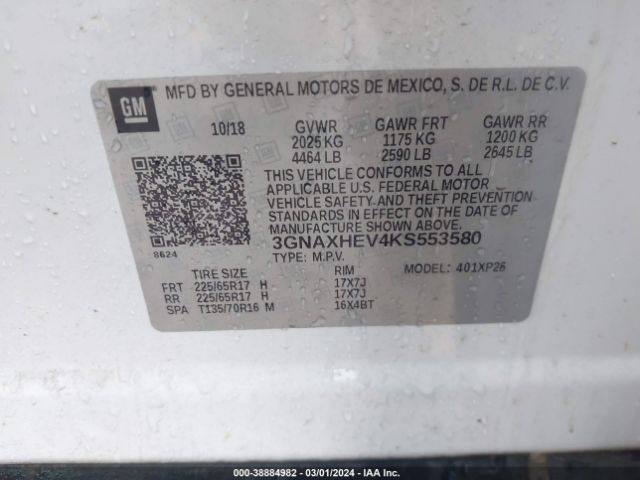 3GNAXHEV4KS553580 Chevrolet EQUINOX LS
