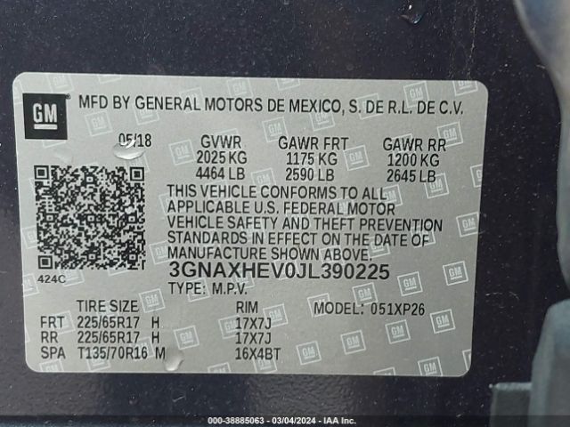3GNAXHEV0JL390225 Chevrolet EQUINOX LS
