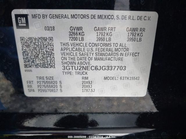 3GTU2NEC6JG337703 GMC Sierra 1500 Slt