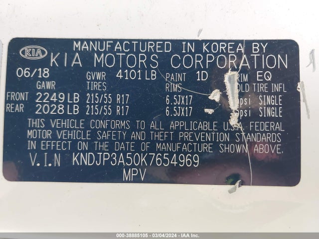 KIA SOUL + 2019 KNDJP3A50K7654969 Image 9