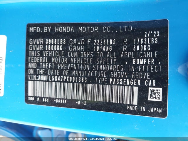 Honda Civic Type R Touring 2023 JHMFL5G47PX001363 Image 9