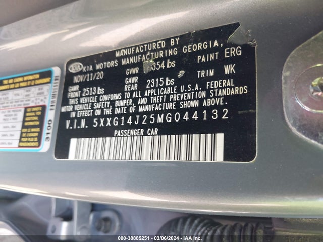 KIA K5 LXS 2021 5XXG14J25MG044132 Image 9