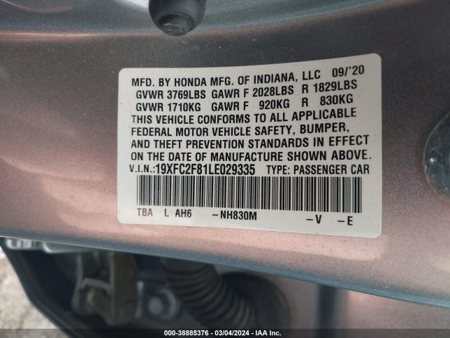 Honda Civic Sport 2020 19XFC2F81LE029335 Image 9