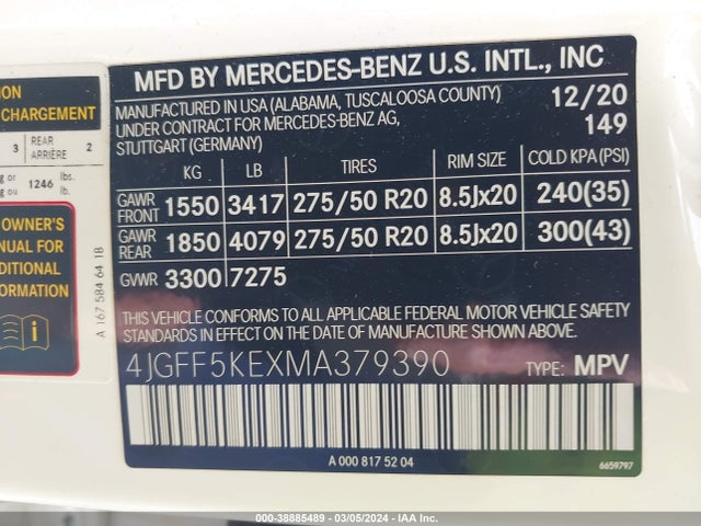 4JGFF5KEXMA379390 Mercedes-Benz Gls 450 4matic