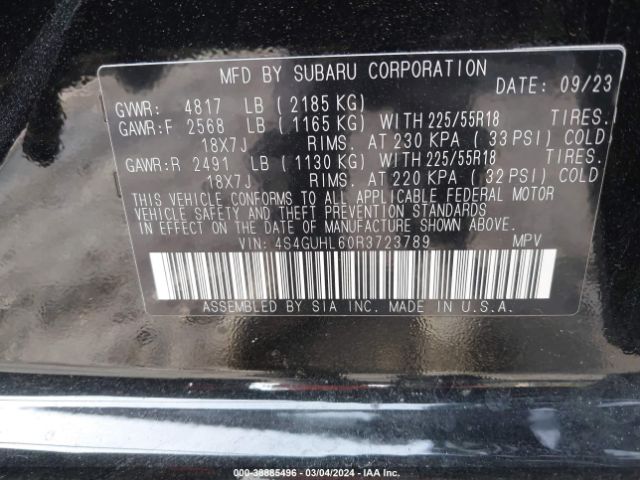 4S4GUHL60R3723789 Subaru Crosstrek Limited