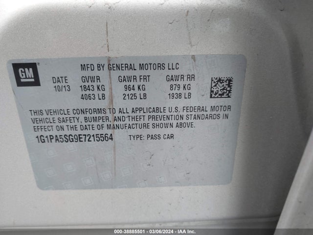 Chevrolet Cruze Ls Auto 2014 1G1PA5SG9E7215564 Image 9