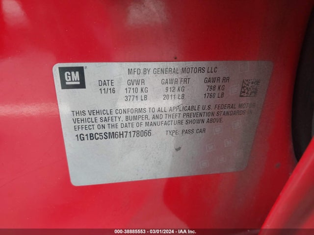 Chevrolet Cruze Ls Auto 2017 1G1BC5SM6H7178066 Image 9