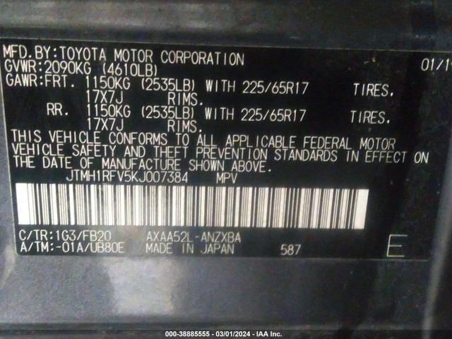 Toyota RAV4 LE 2019 JTMH1RFV5KJ007384 Image 9