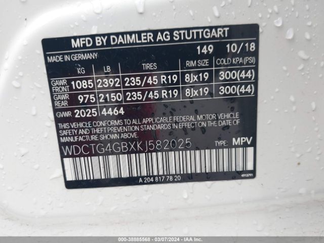 WDCTG4GBXKJ582025 Mercedes-Benz Gla 250 4matic
