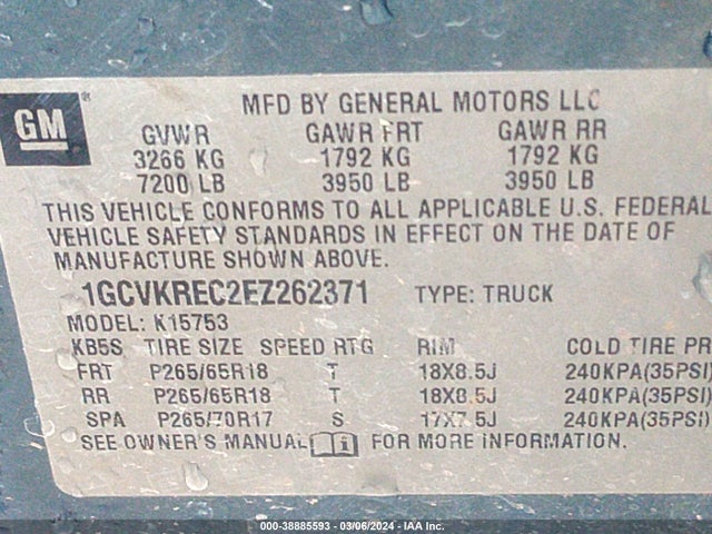 Chevrolet Silverado 1500 2lt 2014 1GCVKREC2EZ262371 Image 9