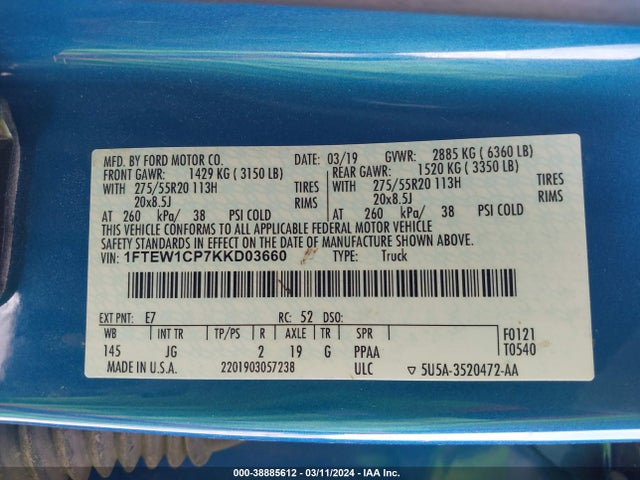 Ford F-150 Xl 2019 1FTEW1CP7KKD03660 Image 9