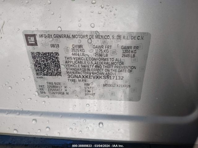 3GNAXKEVXKS517132 Chevrolet EQUINOX LT